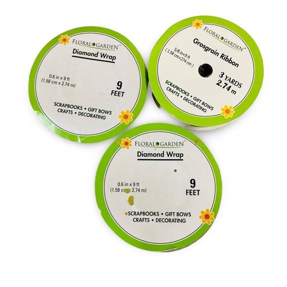 Set of 3 Wrap Ribbons, Diamond & Grosgrain - Picture 3 of 6